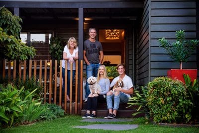 family in their front yard