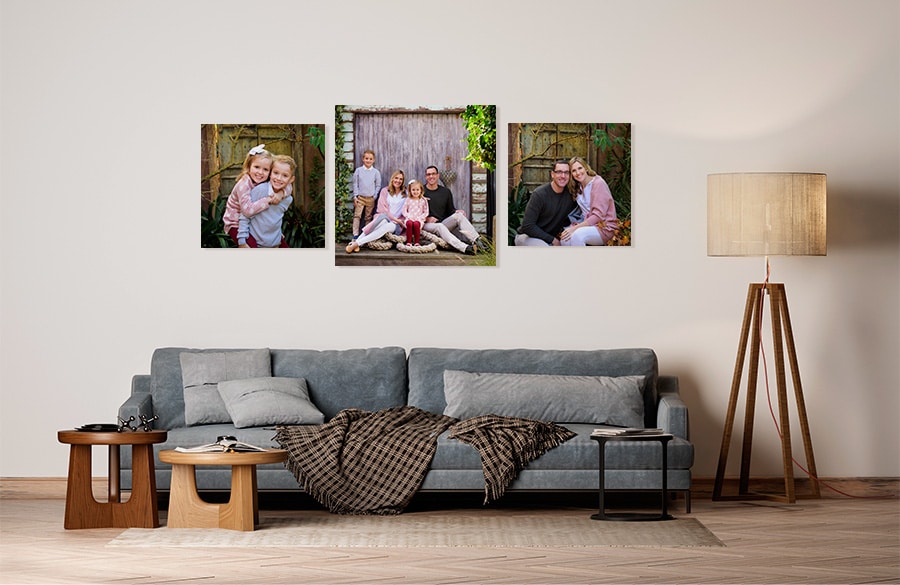 young family wall series in the outdoor studio